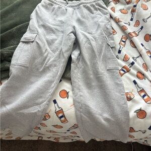 Aritzia TNA Light Gray Cargo Sweatpants